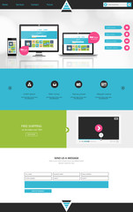 Fototapeta na wymiar Colorful Business One page website design template. Vector Design. 