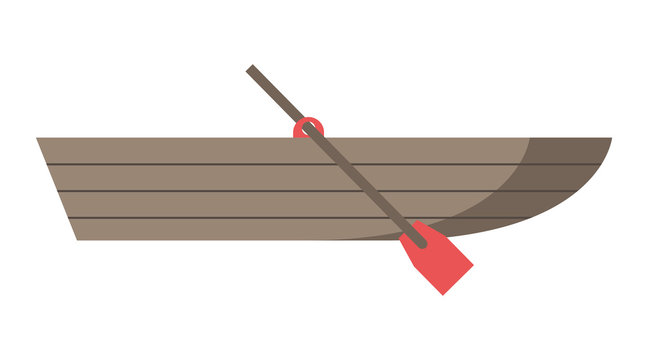 Wooden boat with oar
