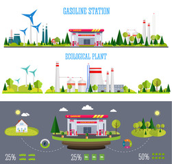 gasoline station infographics