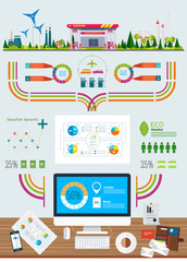 Obraz premium gasoline station infographics