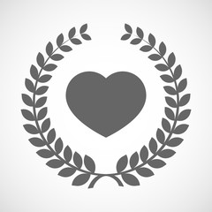 Isolated laurel wreath icon with a heart