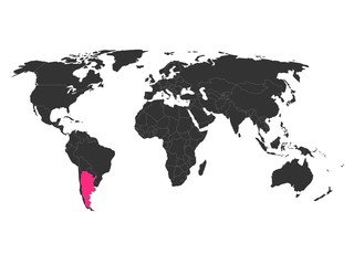 Fototapeta na wymiar World map with highlighted Argentina