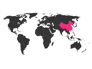 Fototapeta na wymiar World map with highlighted China