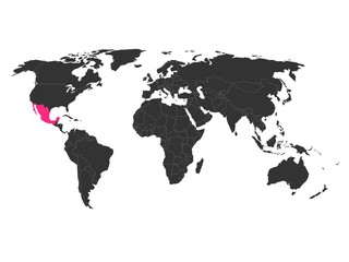 Fototapeta na wymiar World map with highlighted Mexico