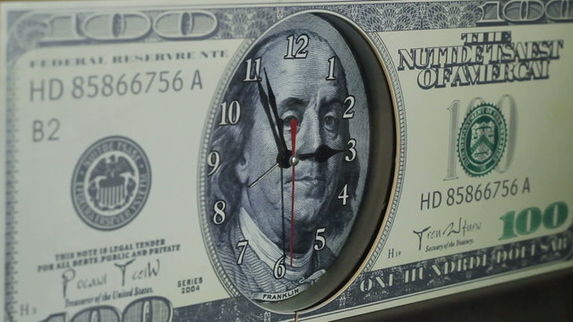 Time is money.The clock on the hundred dollar bill.