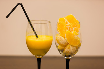 Glass of fresh squeezed orange juice