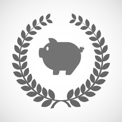 Isolated laurel wreath icon with a pig