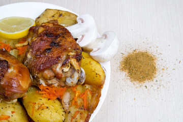 meat with mushrooms and vegetables