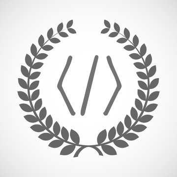 Isolated laurel wreath icon with a code sign