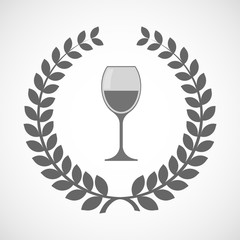 Isolated laurel wreath icon with a cup of wine