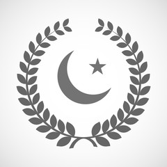 Isolated laurel wreath icon with an islam sign