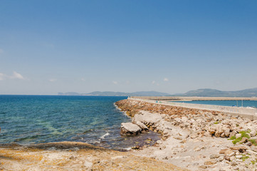 Alghero, Altstadt, Stadt, Küste, Hafen, Festung, Mittelmeerküste, Mittelmeer, Badeferien, Capo Caccia, Sommer, Insel, Sardinien, Italien