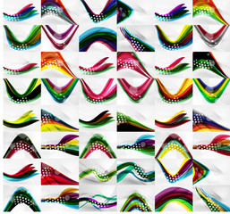 Set of blurred flowing waves backgrounds