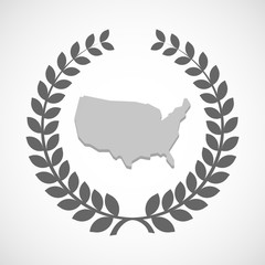 Isolated laurel wreath icon with  a map of the USA