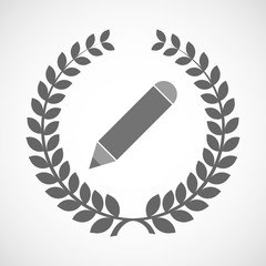 Isolated laurel wreath icon with a pencil