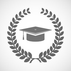 Isolated laurel wreath icon with a graduation cap