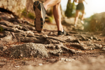 Cross country running on rocky terrain