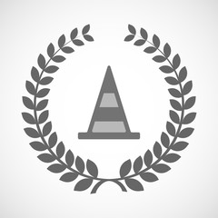 Isolated laurel wreath icon with a road cone