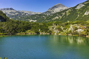 Naklejka na ściany i meble Amazing panorama of Muratov peak and Okoto lake, Pirin Mountain, Bulgaria