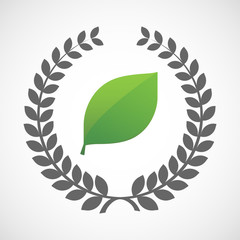 Isolated laurel wreath icon with a green  leaf