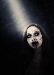 Zombie Girl Illuminated by Spotlight