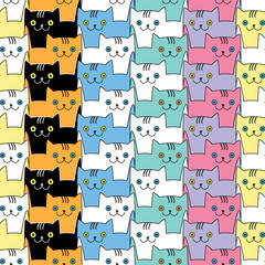Seamless vector background with decorative cats 