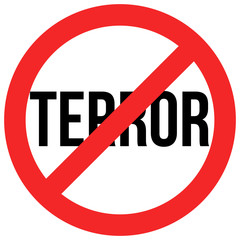 vector red and black stop terror sign isolated