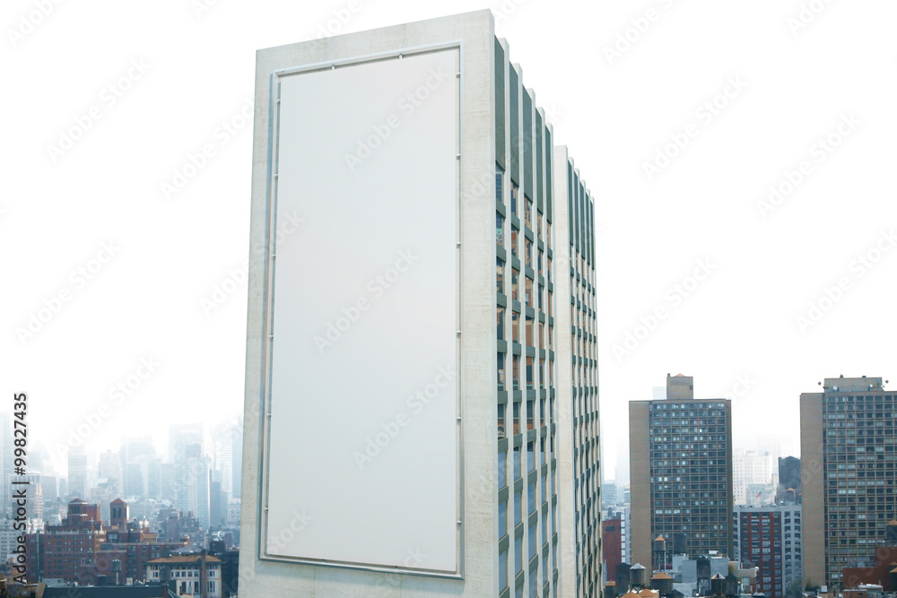 Poster large billboard on the wall of a building in the background of t