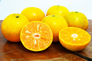 full and half cut of fresh orange