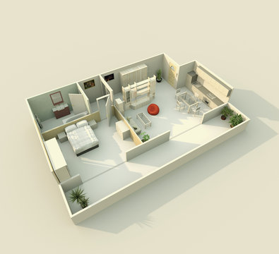 3d Architectural model of home apartment 