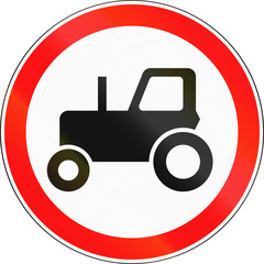 Road sign used in Russia - No tractors