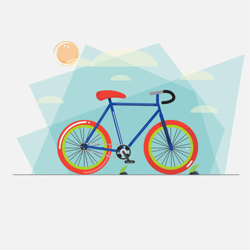 bicycle with abstract sky background - vector