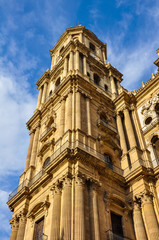 Fototapeta na wymiar Torre de la catedral de Málaga, Renacimiento español, Andalucía, España