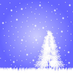 Winter landscape with falling snow.