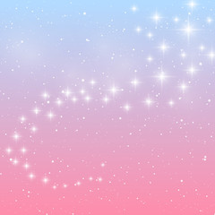 Shiny stars on blue and pink background 