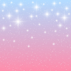 Shiny stars on blue and pink background