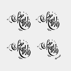 Be happy wish lettering set.  Can be used as postcards, stigma, pattern