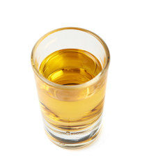 Shot of whiskey bourbon isolated