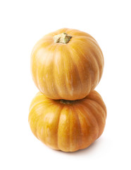 Two orange pumpkins isolated