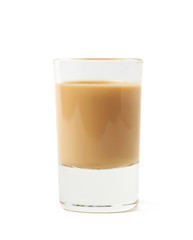 Shot of cream liqueur isolated