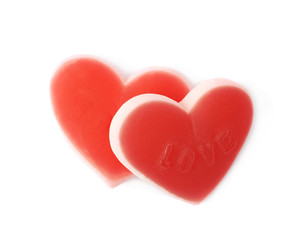 Heart shaped chewing candy isolated