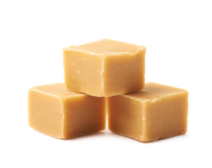Almond butter toffee cube isolated