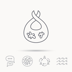 Bib with dirty spots icon. Baby clothes sign.