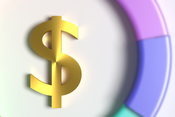 Dollar symbol in the middle of colorful diagram
