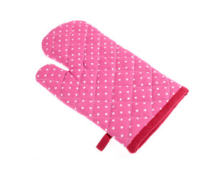 pink kitchen gloves , isolated on a white background