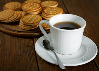 tea and cookies on a rustic table