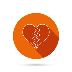 Broken heart icon. Divorce sign.