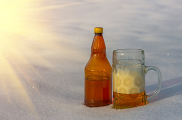 beer in the snow