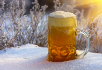 beer in the snow