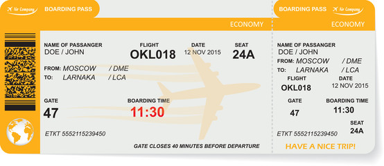Pattern of airline boarding pass ticket
